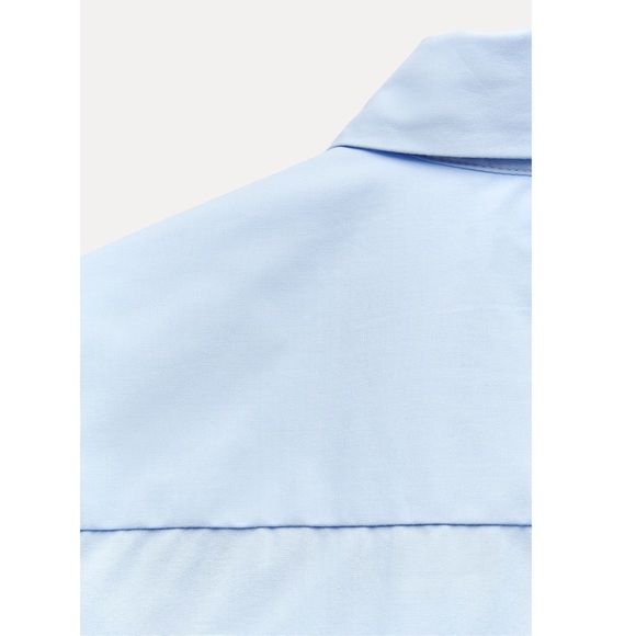Zara Slim Fit Poplin Cotton Shirt Light Blue below-the-elbow sleeves ZW XS NWT - Picture 12 of 16